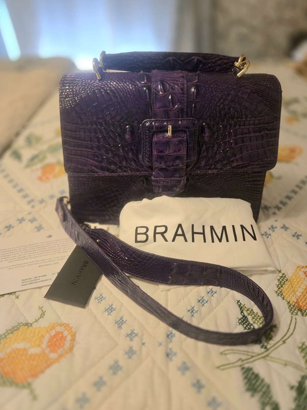 Brahmin Hallie Royal Purple Top-Handle Satchel